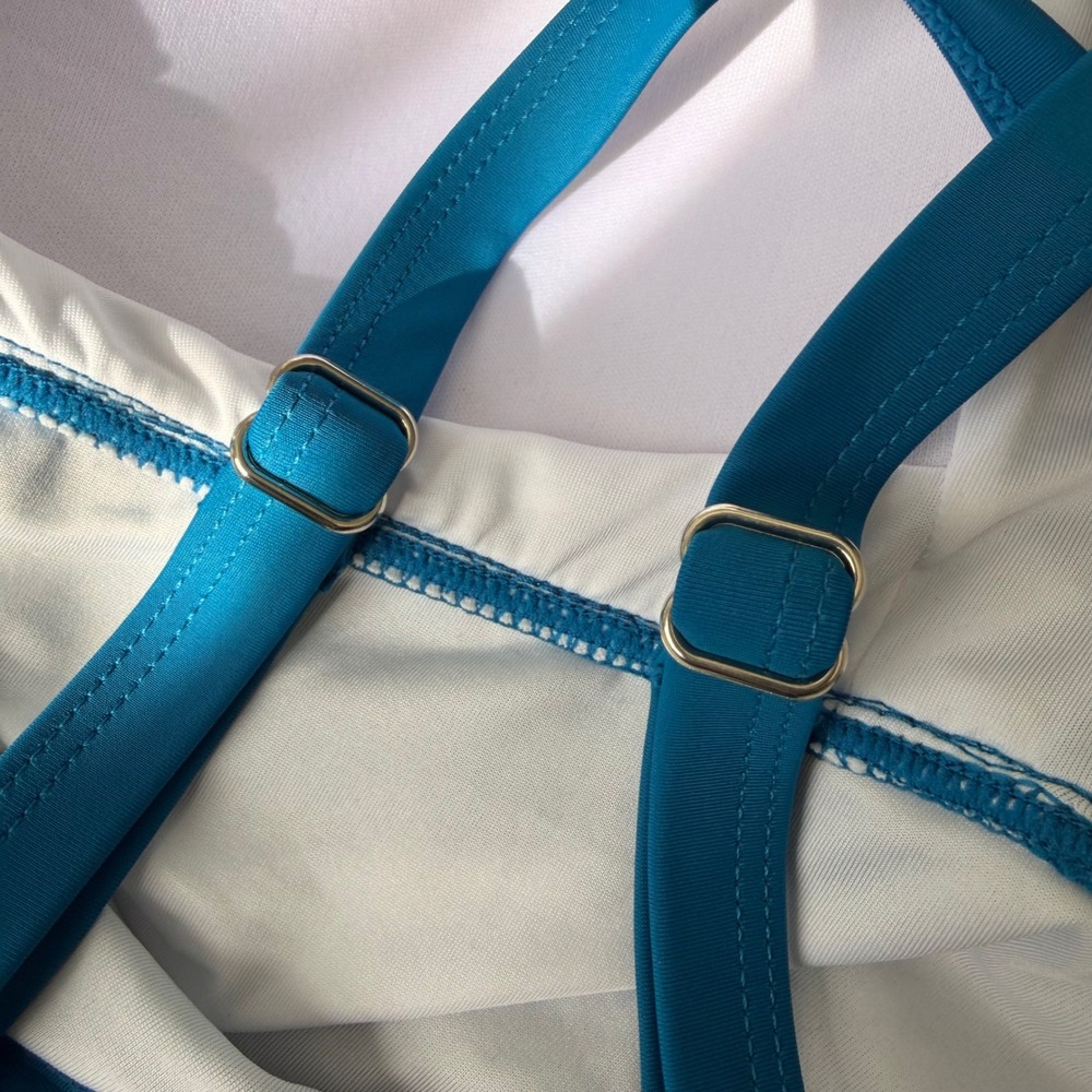Teal Ruched Full Coverage Tankini Built In Bra w/High Waisted Bottoms XL NEW - Picture 10 of 10